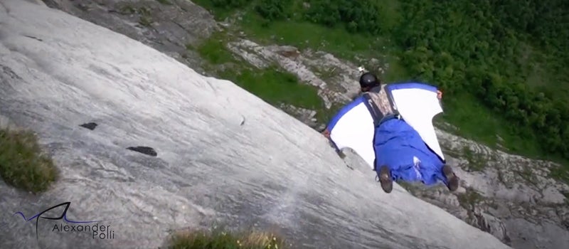 Video: Wingsuit Pilot Slaloms a Cliff Face