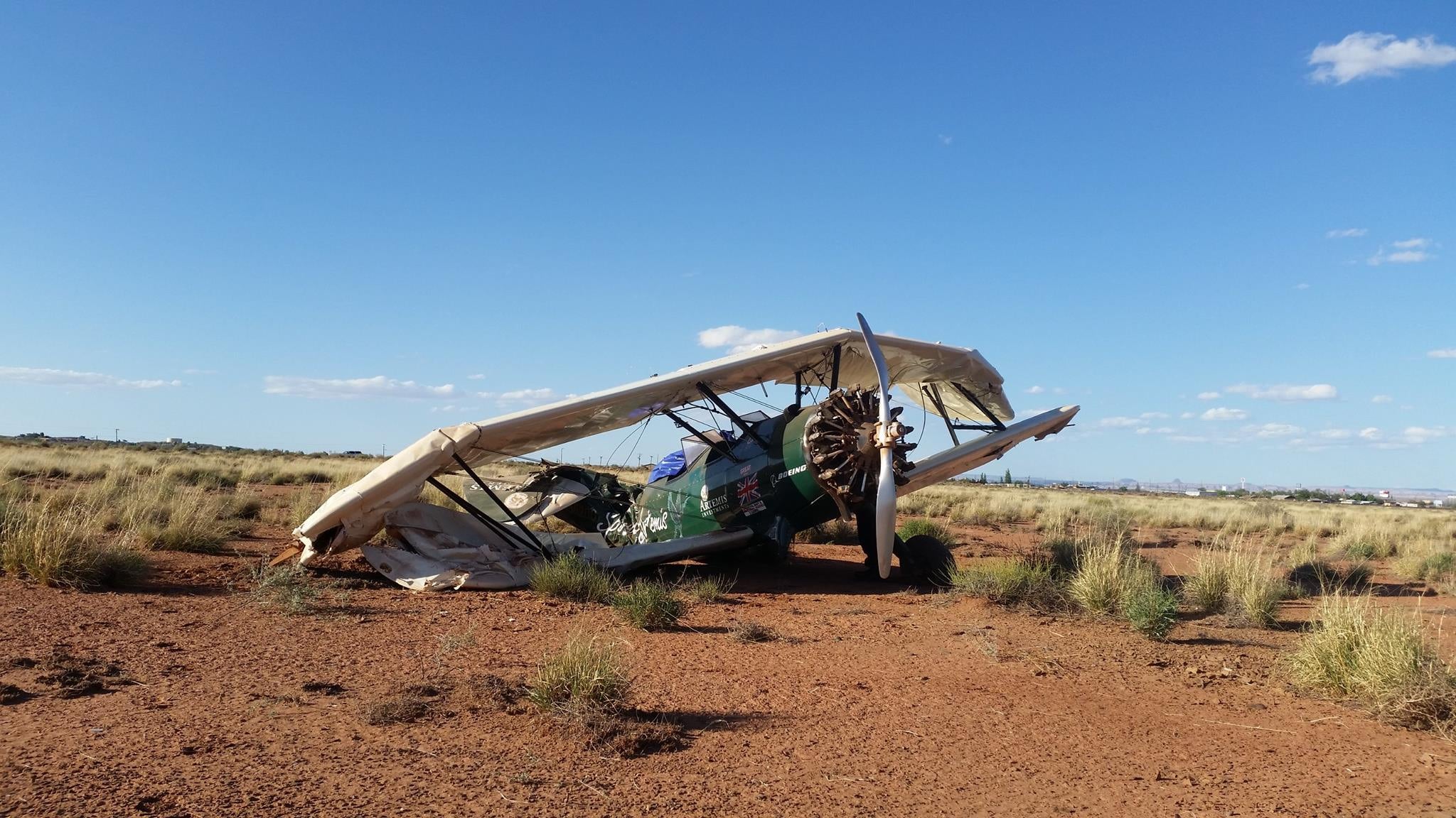 Transcontinental Open Biplane Flight Cut Short by Crash