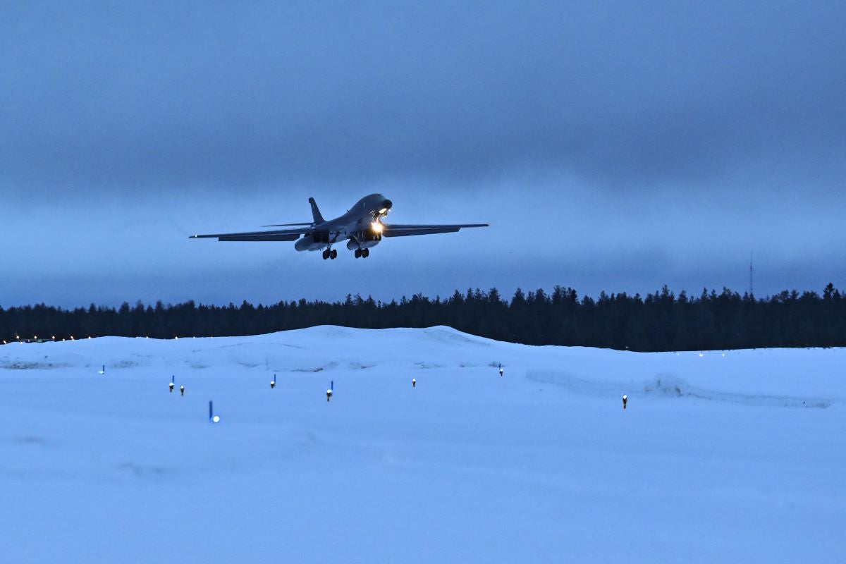 U.S. Air Force B-1s Train with Swedish Fighters