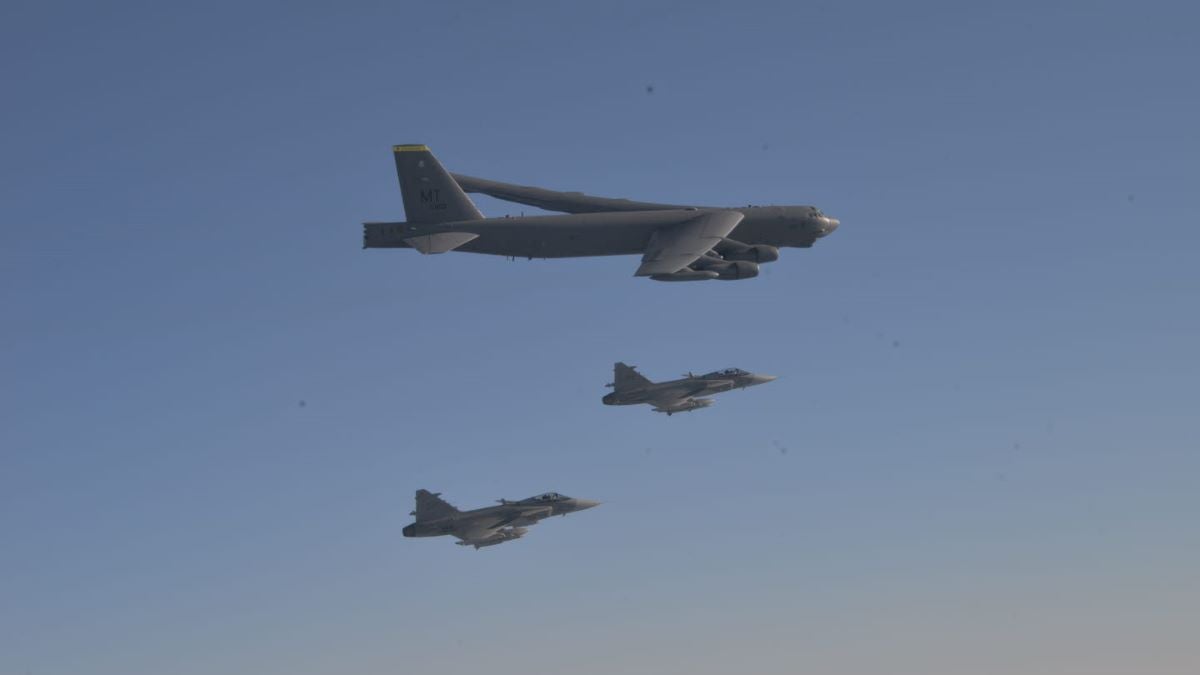 U.S. Air Force Bombers Fly Over Stockholm as Sweden Readies to Join NATO