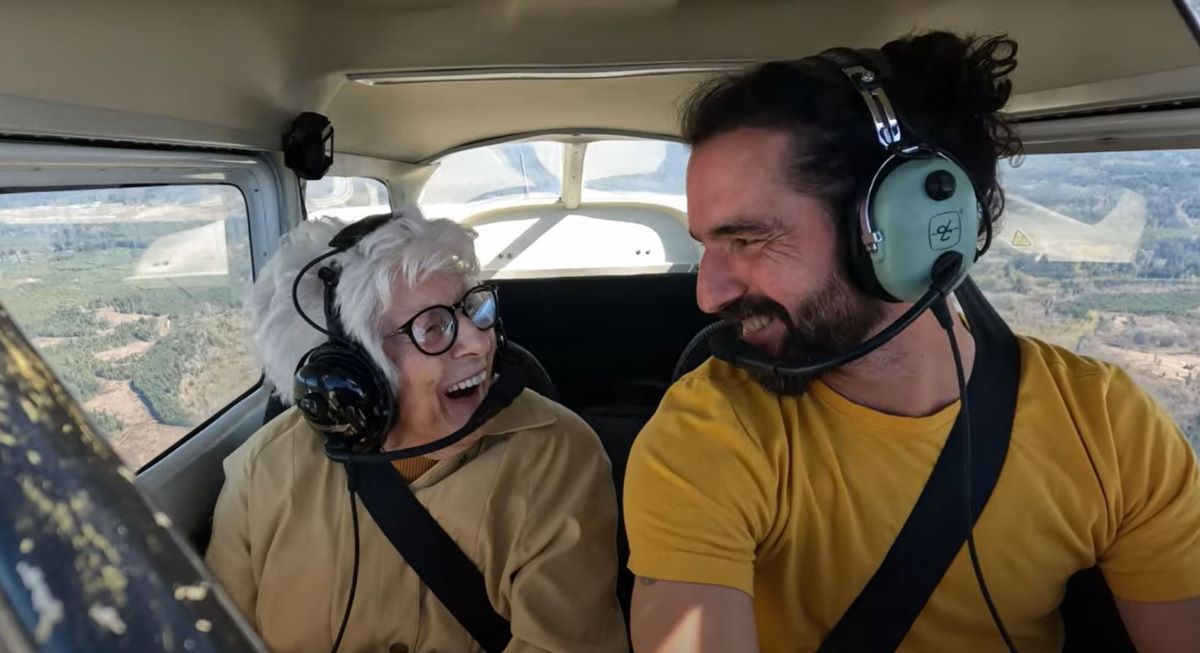 Proud Granny Celebrates First Flight