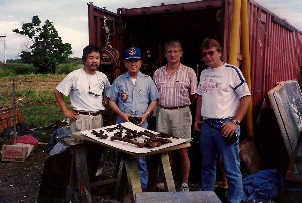 Mike Kawato with pilot remains