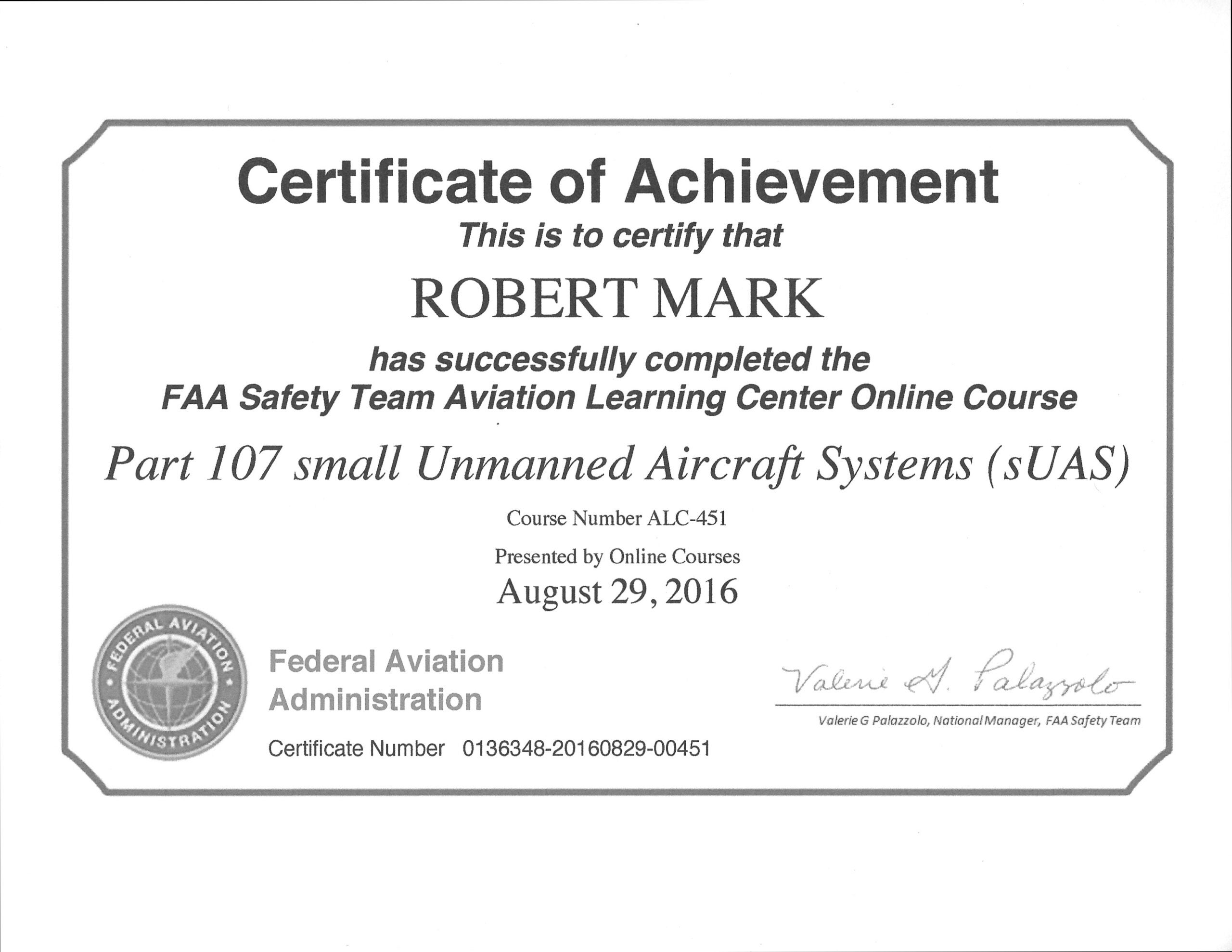 UAS Certificate Part 107