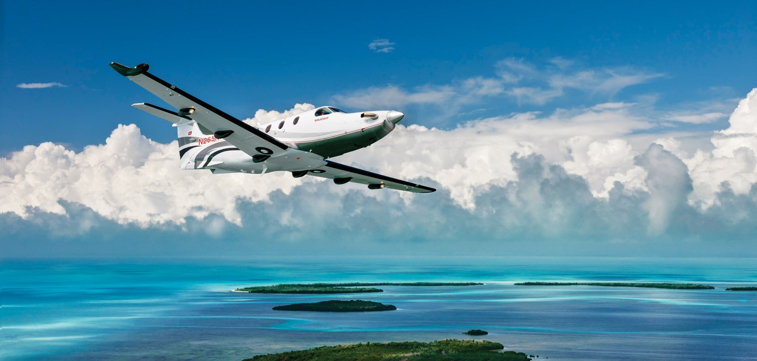 Pilatus PC-12 in the air