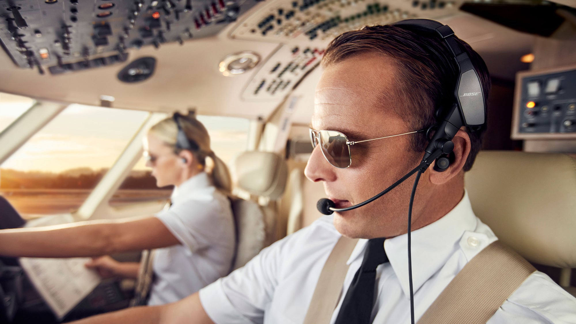 Bose ProFlight Series 2 headset in use