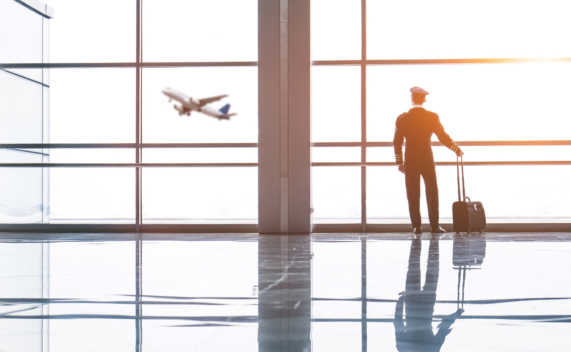 Pilot standing in an airport