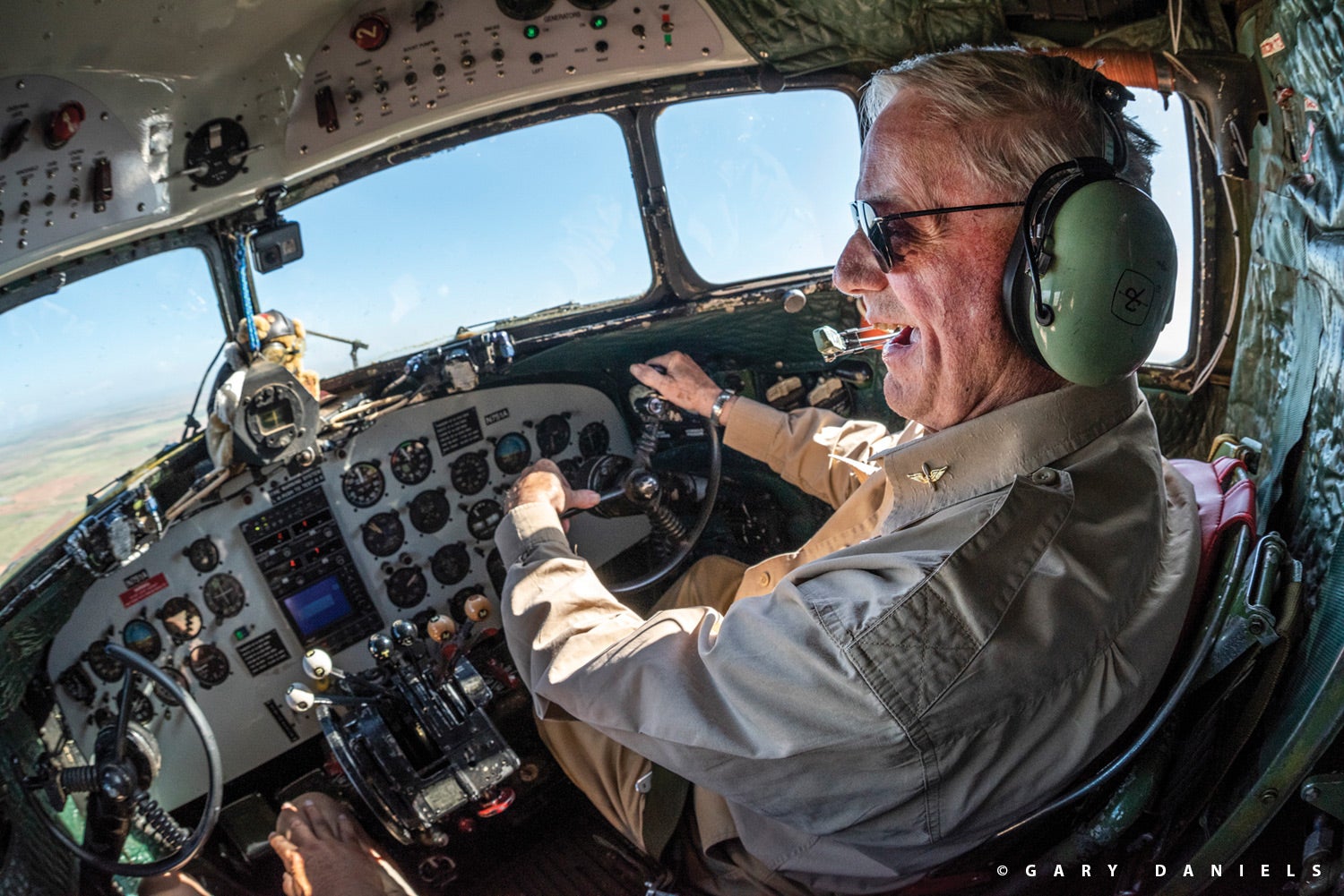 Hamilton flying an airplane