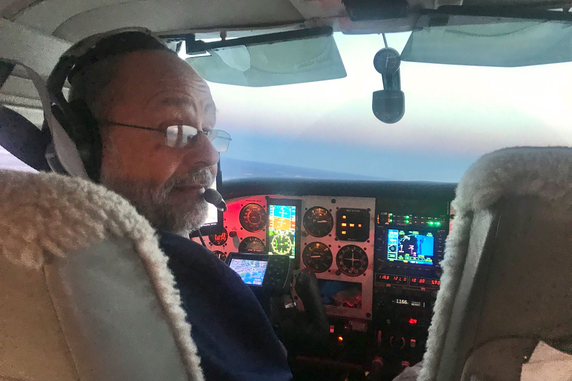 Michael Harbater flying an airplane.