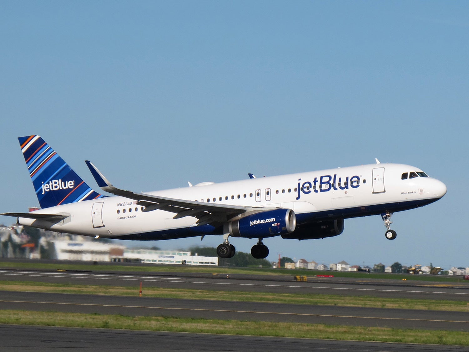 A JetBlue aircraft.