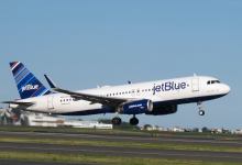 A JetBlue aircraft.