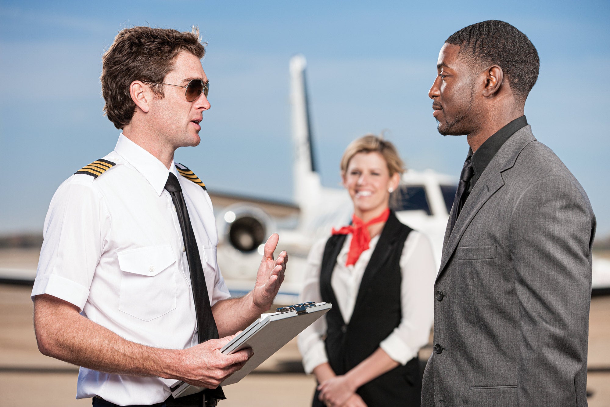pilot talking to client