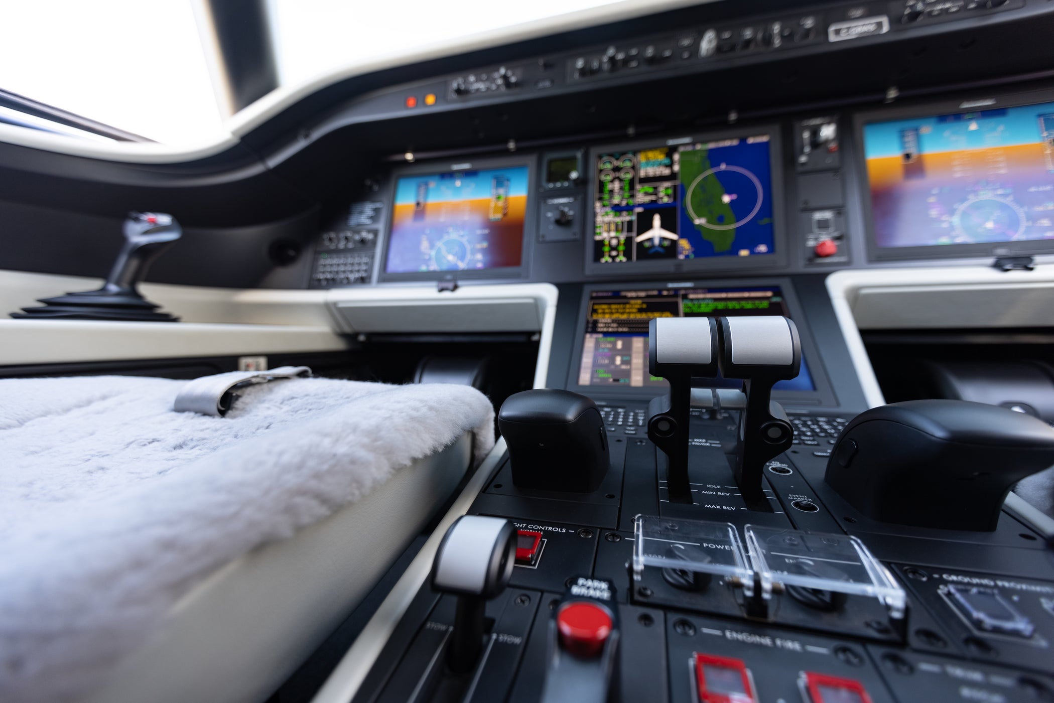 The flight deck features the Collins Pro Line Fusion avionics suite.