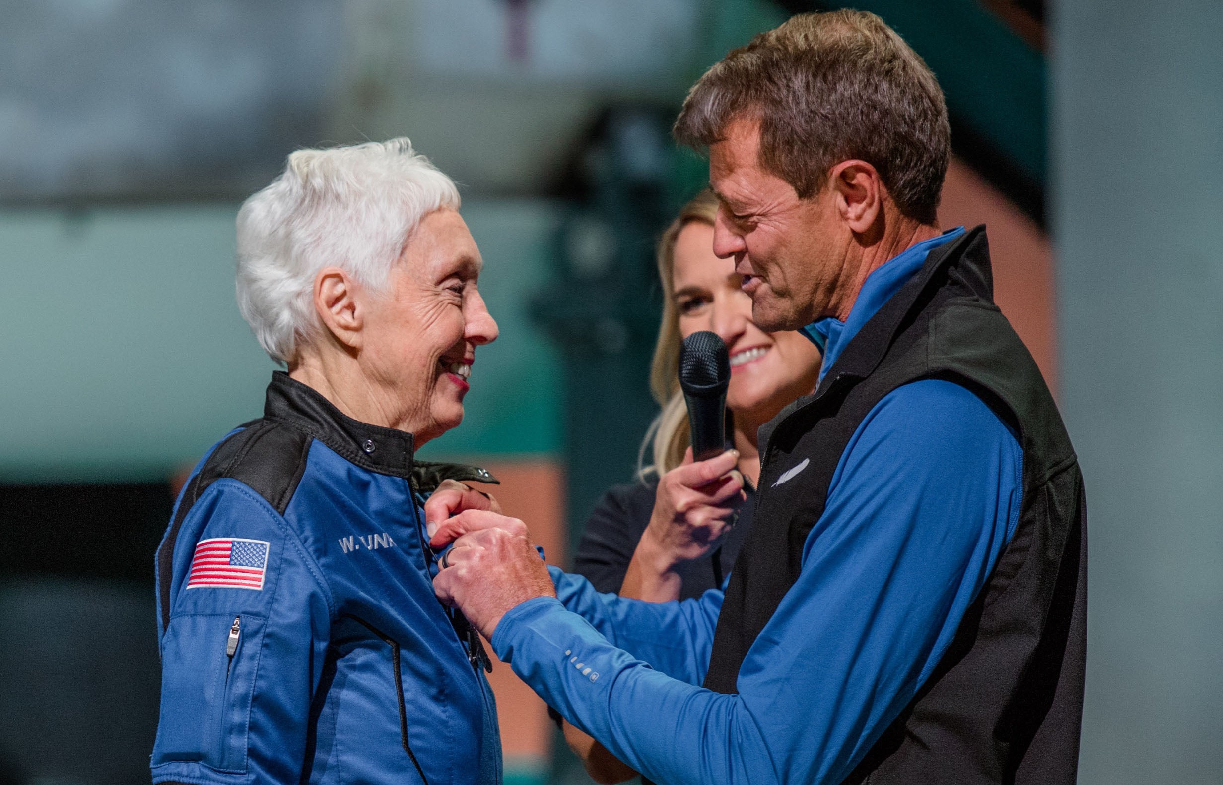 Wally Funk receives her astronaut wings
