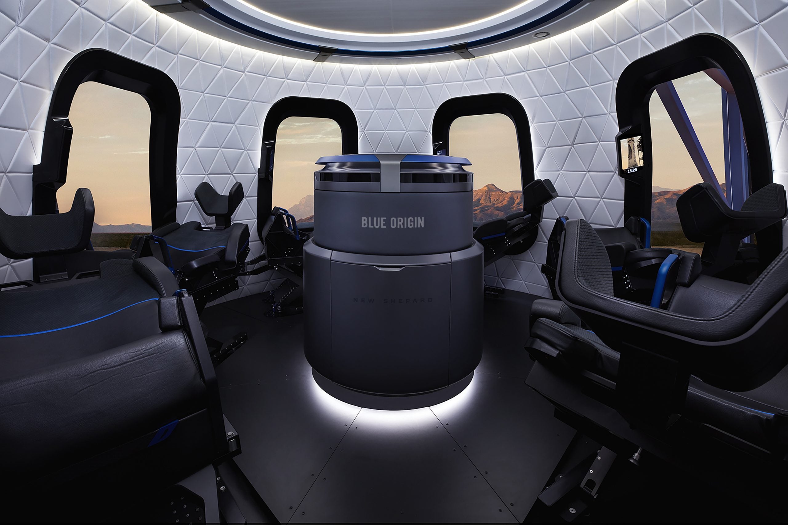 The interior of New Shepard.