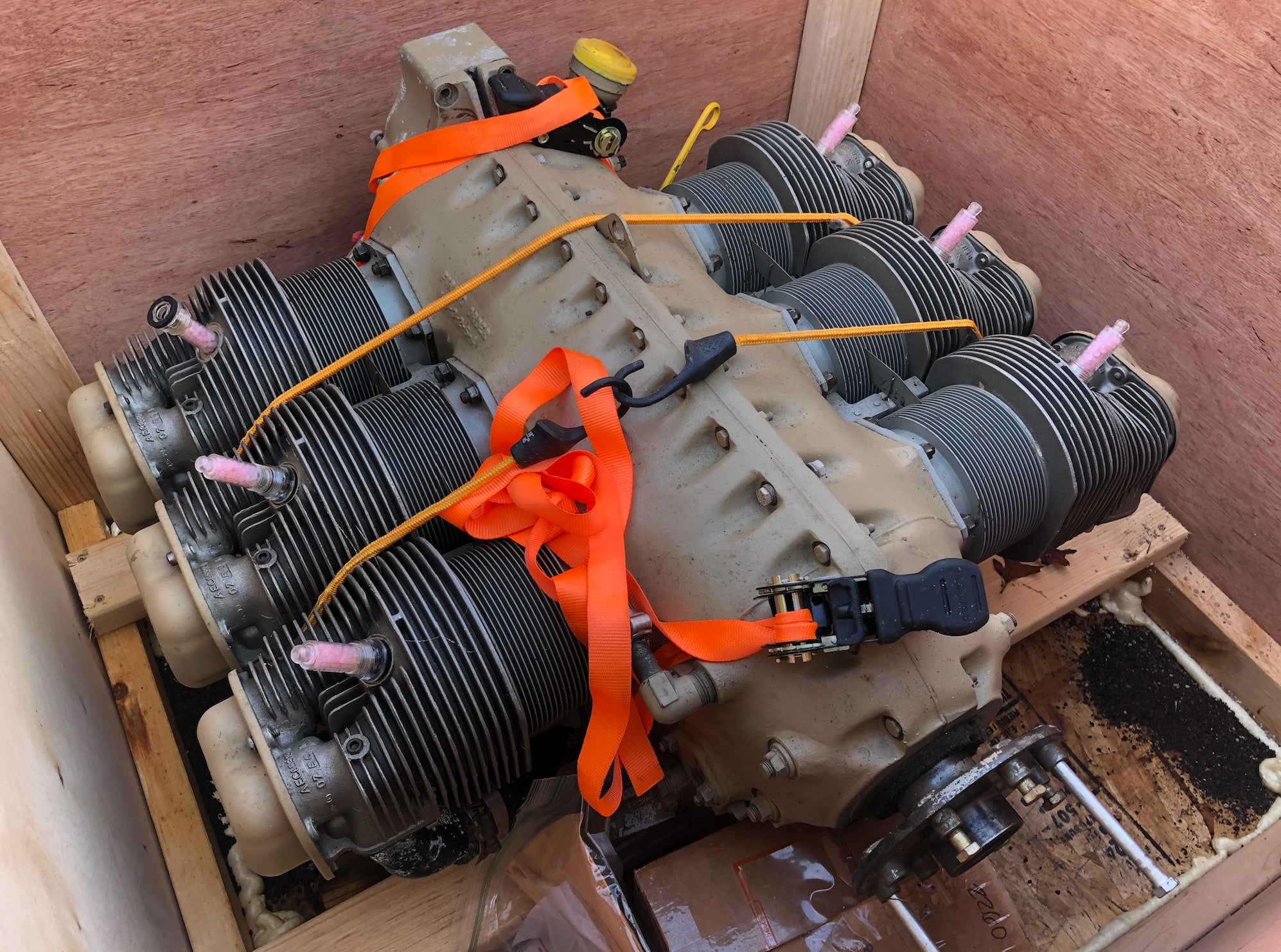 Engine in crate