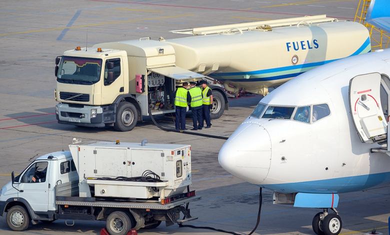 Fuel trucks at an airport.