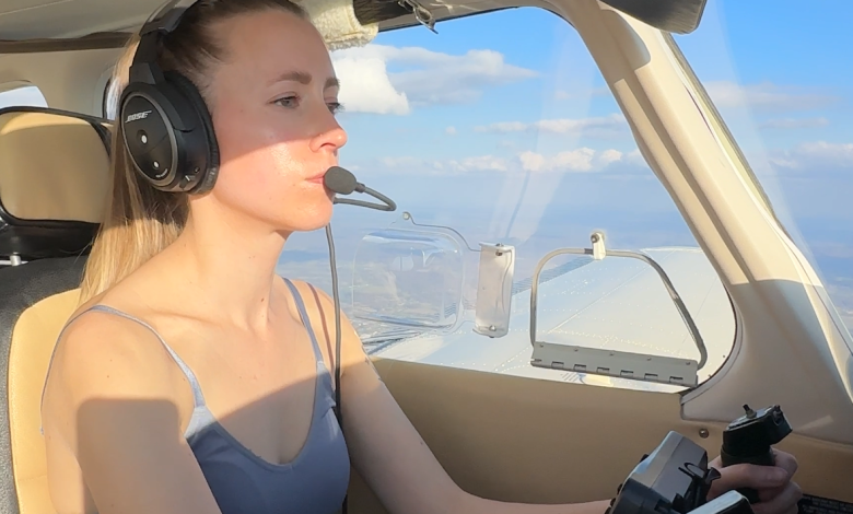 Pilot wearing headset