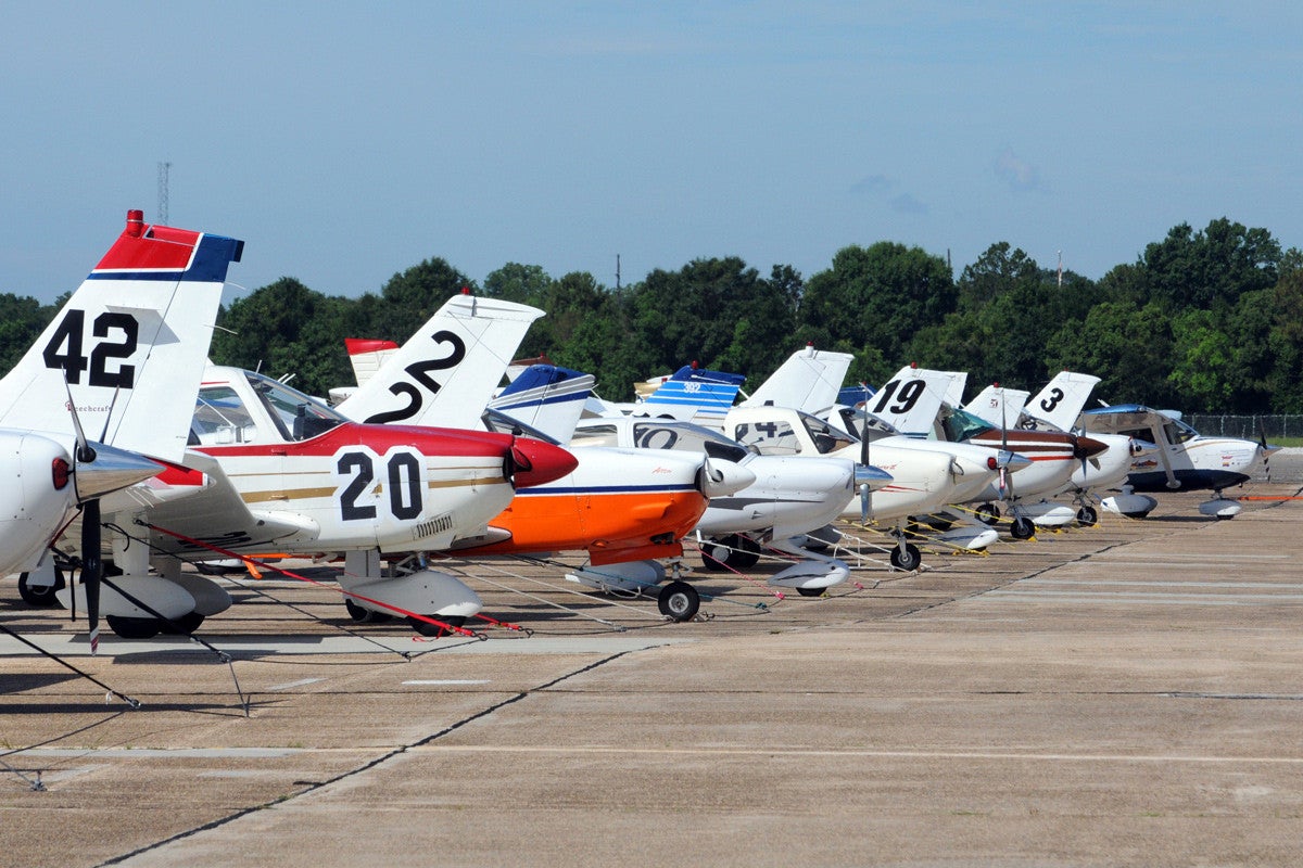 Planes are lined up for a leg of a past Air Race Classic. [Credit: Air Race Classic]