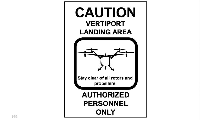 faa caution vertiport eVTOL sign