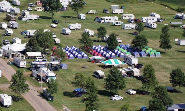 Tents and RVs start to fill in at EAA AirVenture's Camp Scholler.