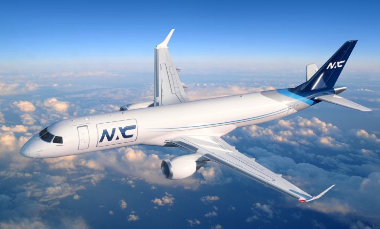 Artist Rendition of Embraer E190F with NAC Livery
