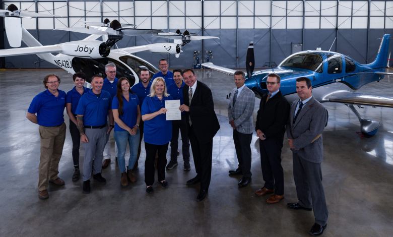 Joby Operations Team Displays the new Part 135 Certificate