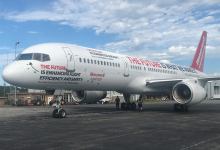 Honeywell Aerospace's Boeing 757-200 testbed parked at an airport
