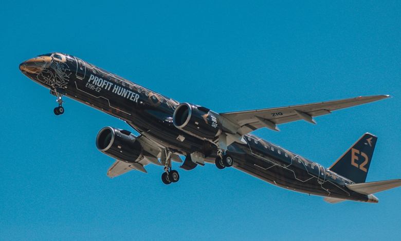 Embraer E195-E2 airliner in flight