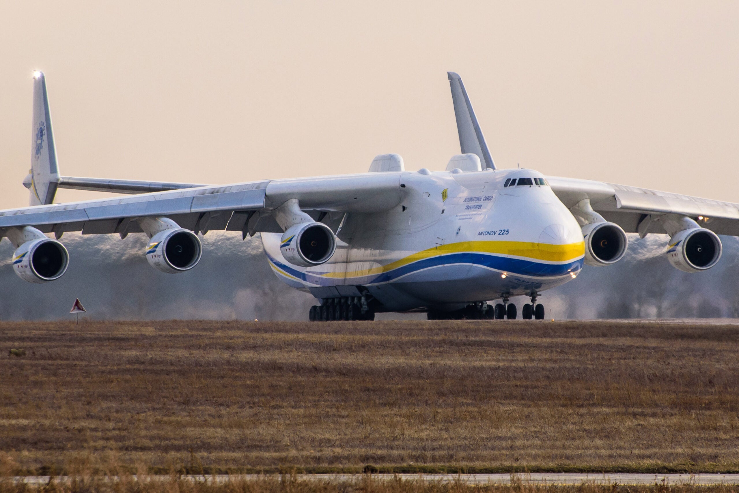 Antonov An-225 Mriya during a takeoff roll in Ukraine