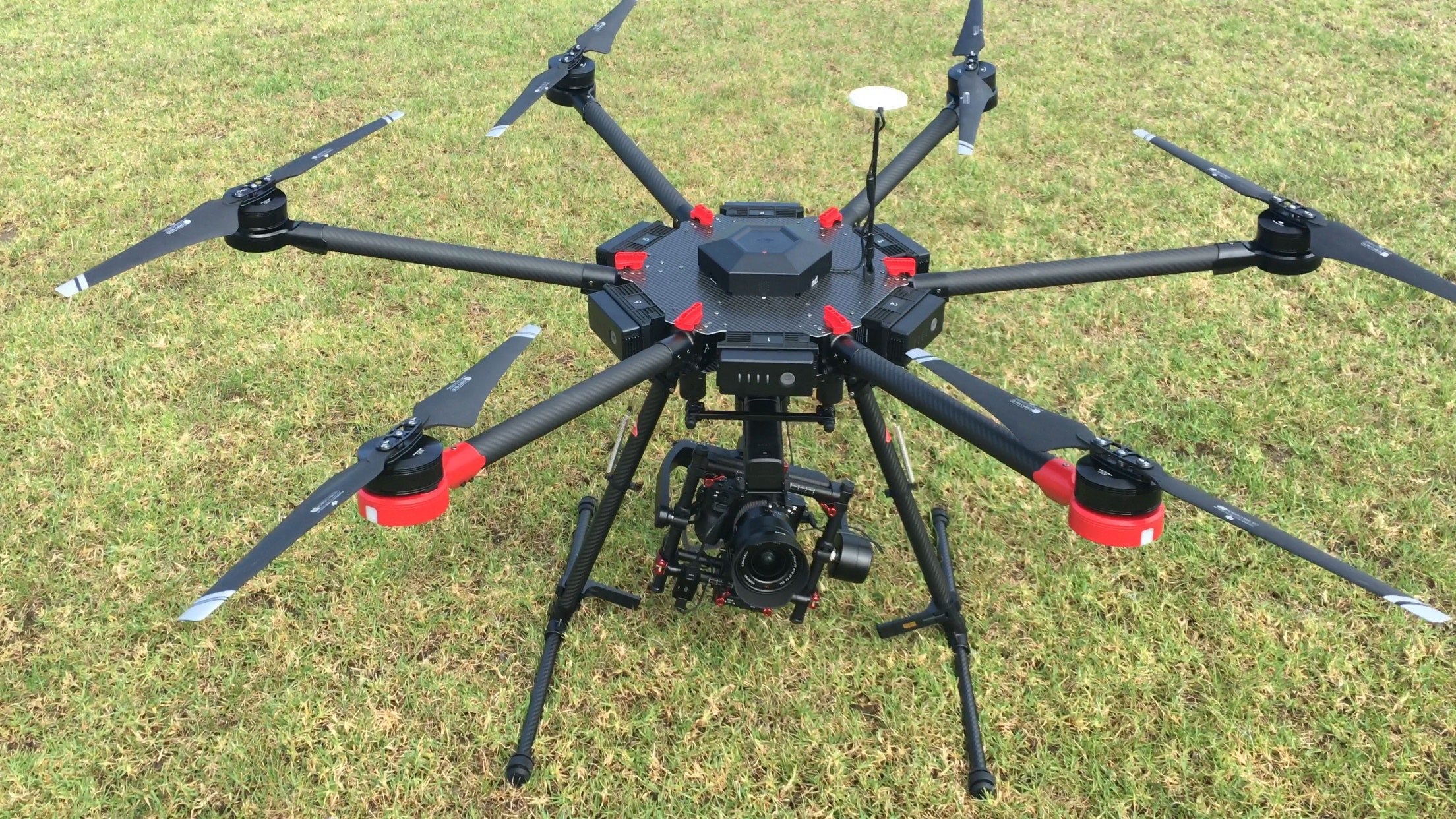 DJI Matrice 600 Pro drone sitting on grass