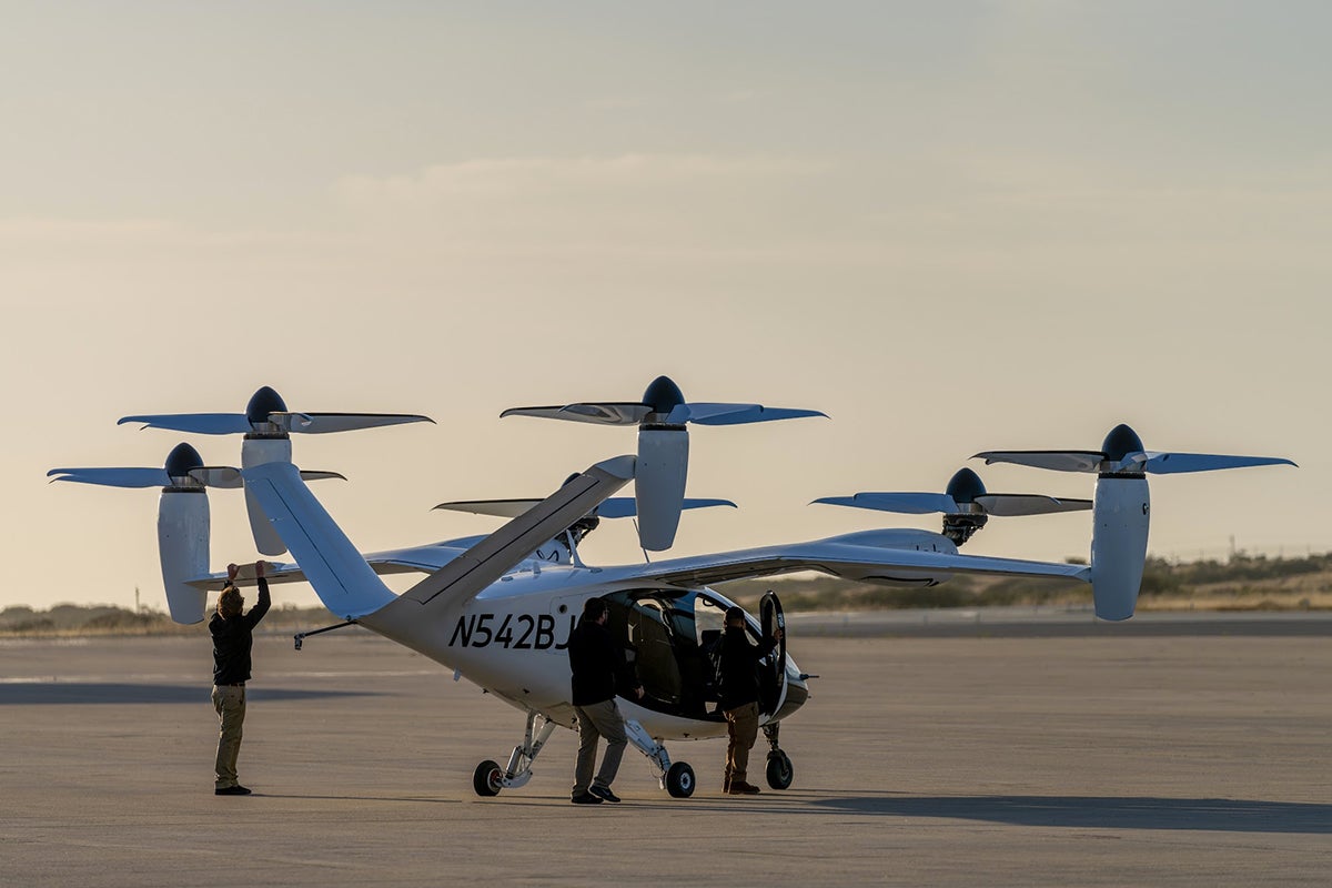 Joby Aviation S4 eVTOL air taxi parked on the ground