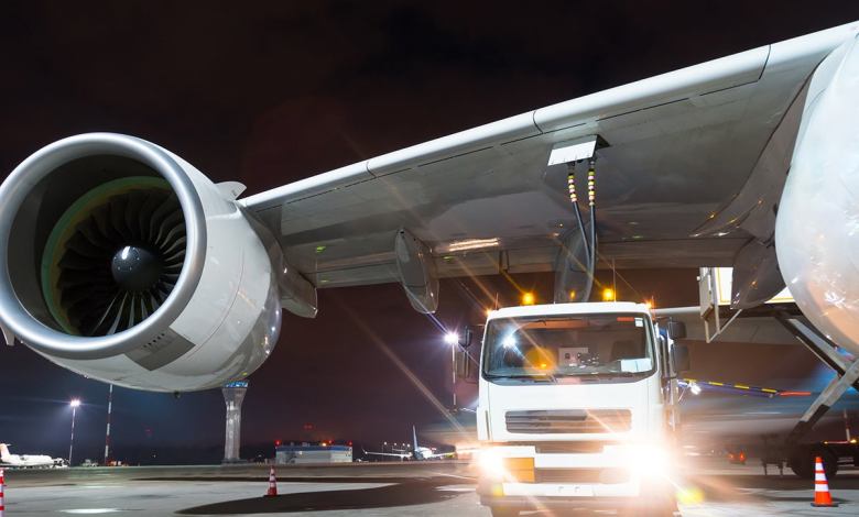Airliner being refueled