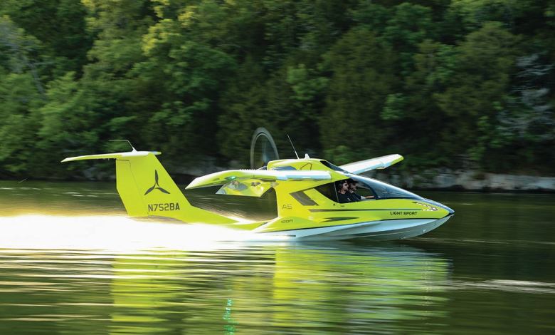 An Icon A5 aircraft on a river