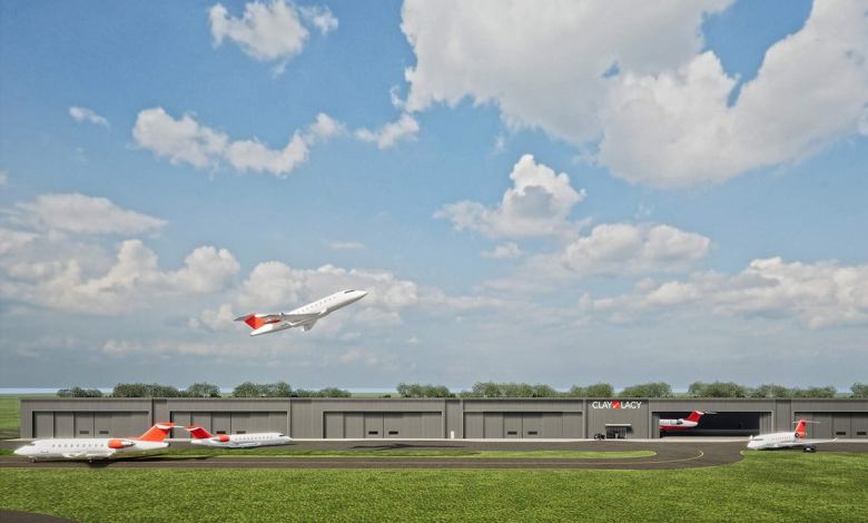 A rendering of the future Clay Lacy Aviation fixed base operator