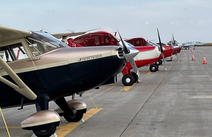Stintsons line the runway.