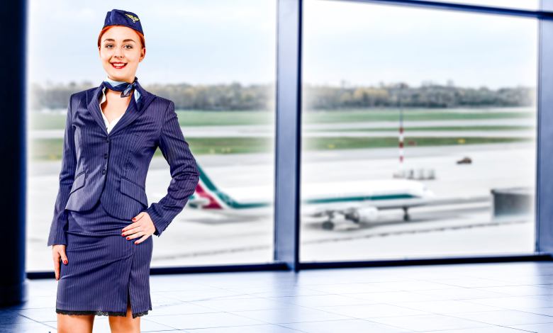 Flight attendant in uniform