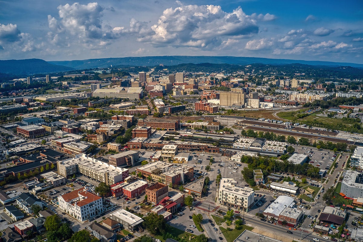 Aerial view of downtown Chattanooga