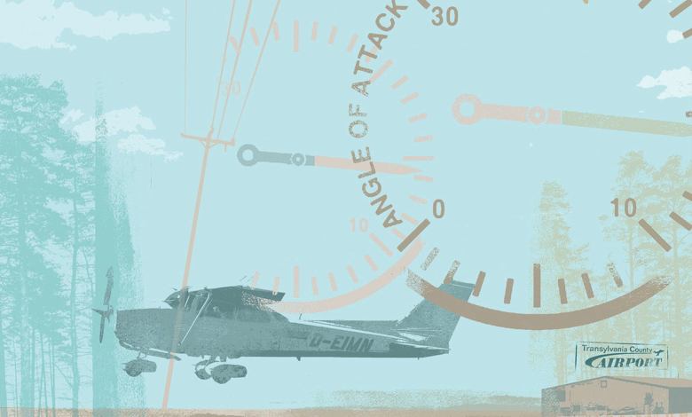 Illustration of a small aircraft landing at Transylvania County Airport.