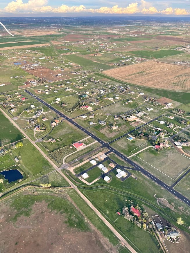 An aerial view of Parkland Estates Airpark. 
