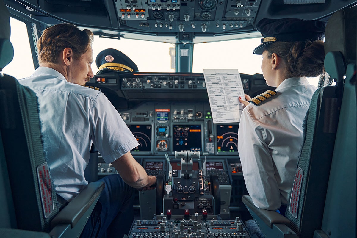 Pilots in the flight deck