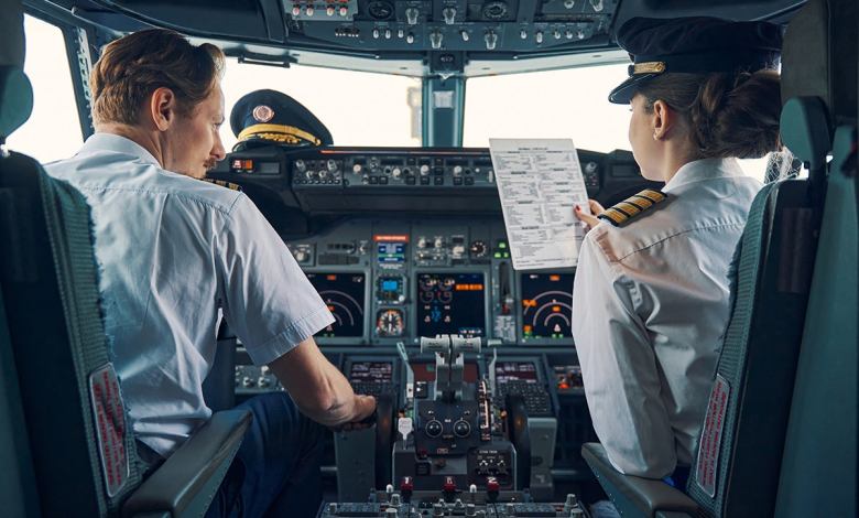 Pilots in the flight deck