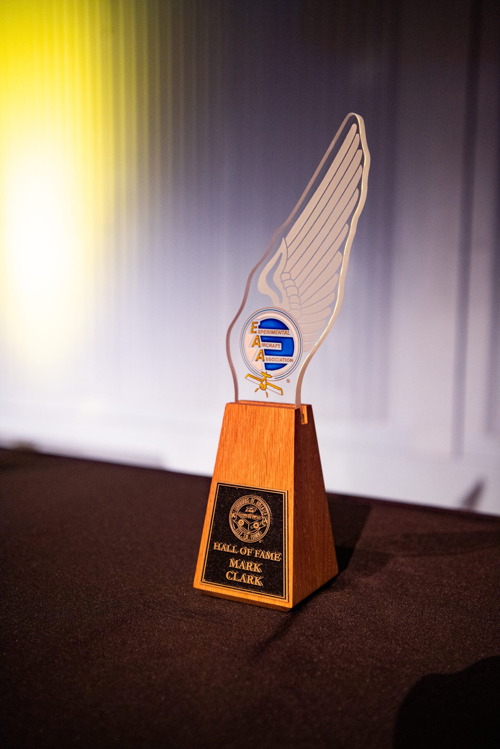 A EAA Sport Aviation Hall of Fame award handed out in 2023 [Courtesy: Experimental Aircraft Association]