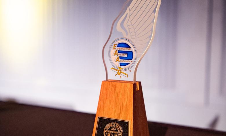 A EAA Sport Aviation Hall of Fame award handed out in 2023 [Courtesy: Experimental Aircraft Association]