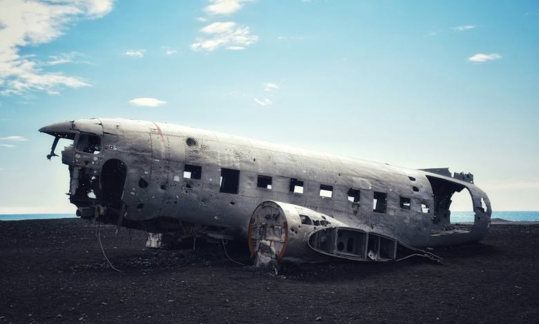Rusted fuselage of a crashed US Navy DC-3