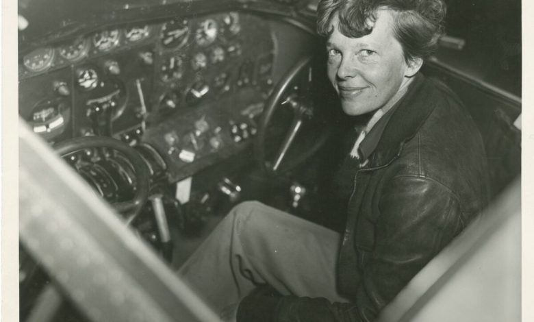 Amelia Earhart in cockpit