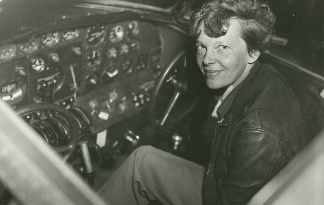 Amelia Earhart in the cockpit of her Lockheed Electra 10-E. [Credit: Purdue University Libraries]