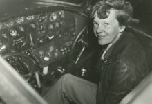 Amelia Earhart in the cockpit of her Lockheed Electra 10-E. [Credit: Purdue University Libraries]