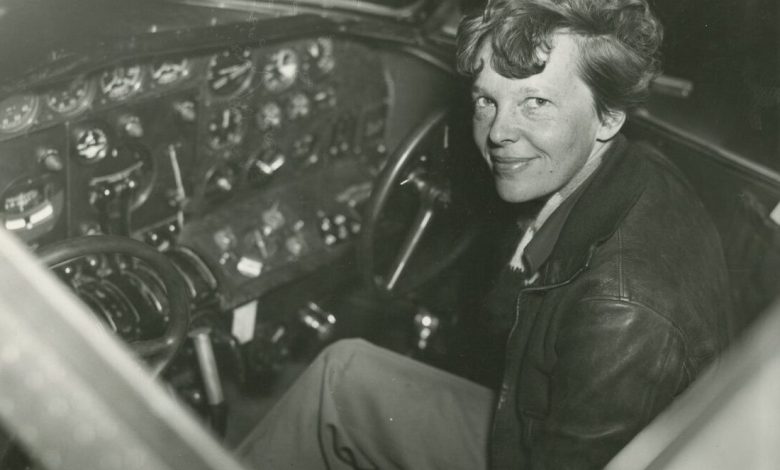 Amelia Earhart in the cockpit of her Lockheed Electra 10-E. [Credit: Purdue University Libraries]
