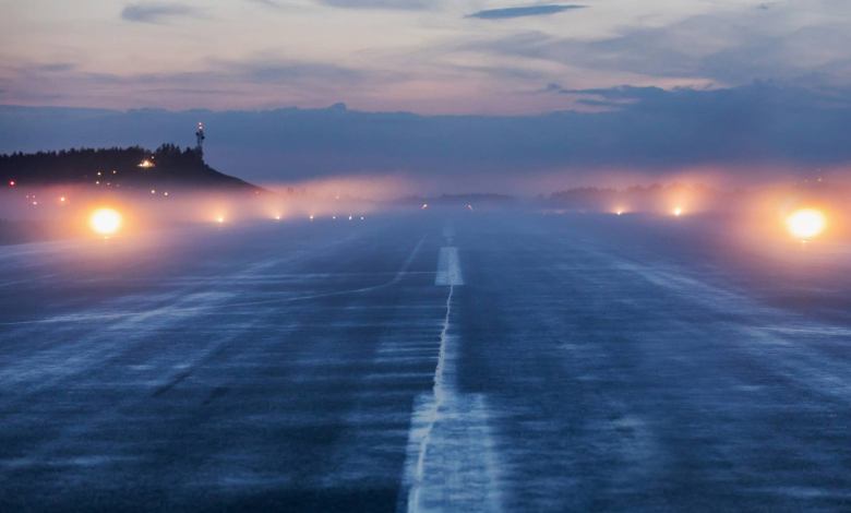 Foggy runway photo