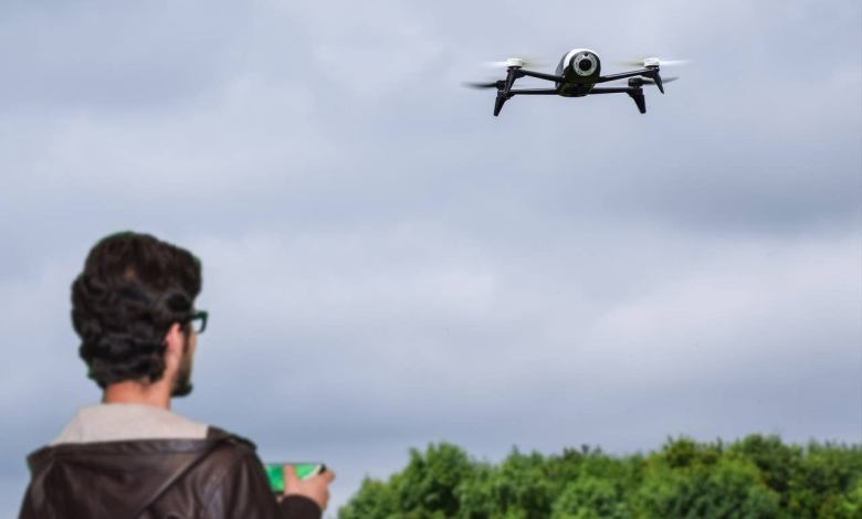 Flying a drone photo
